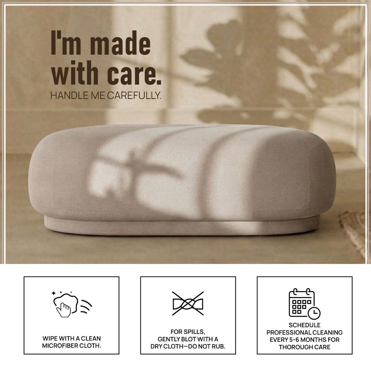 EliteElegance Suede Ottoman Bench Beige