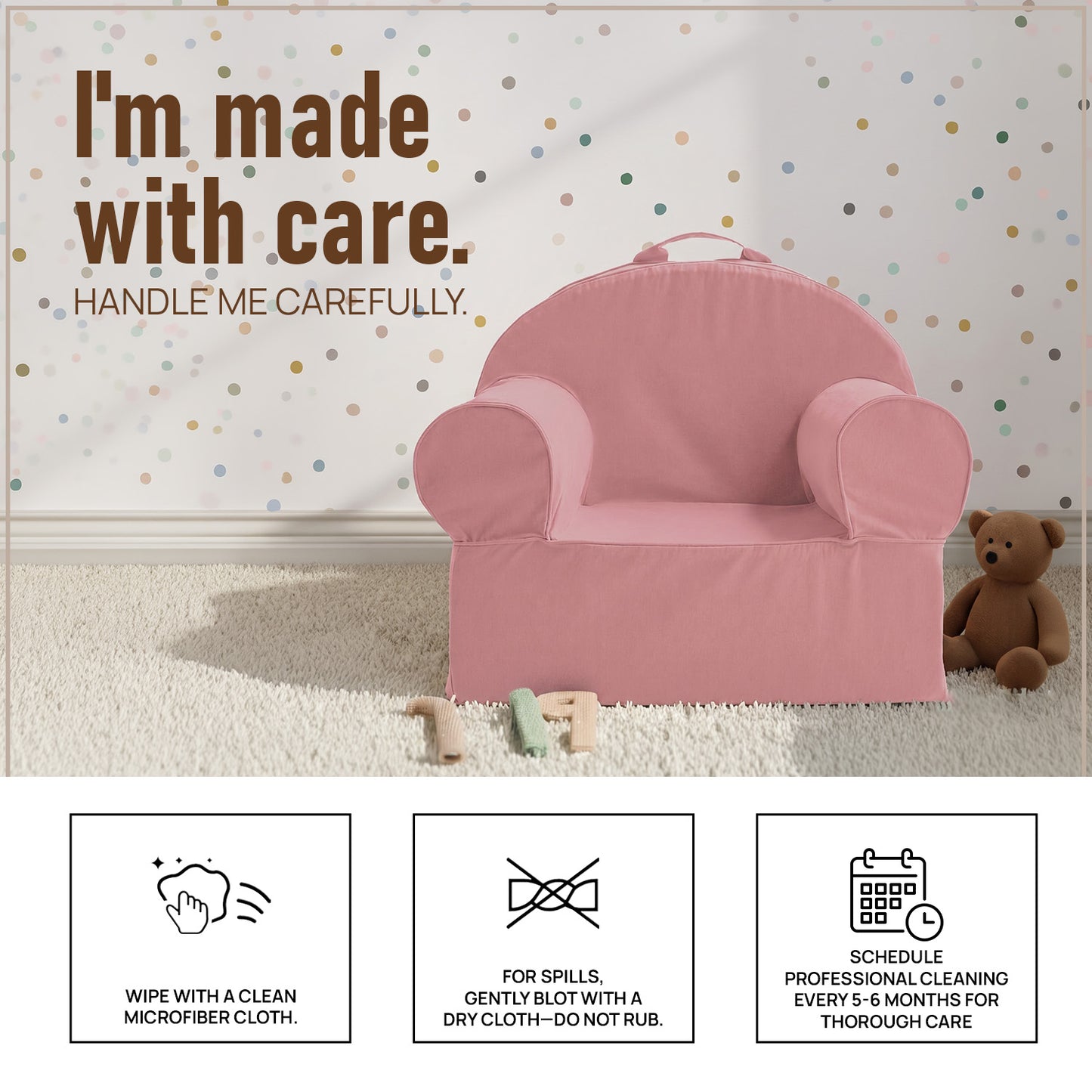 Blush Pink Snuggle Cotton Kids Lounge Chair | Nestroots