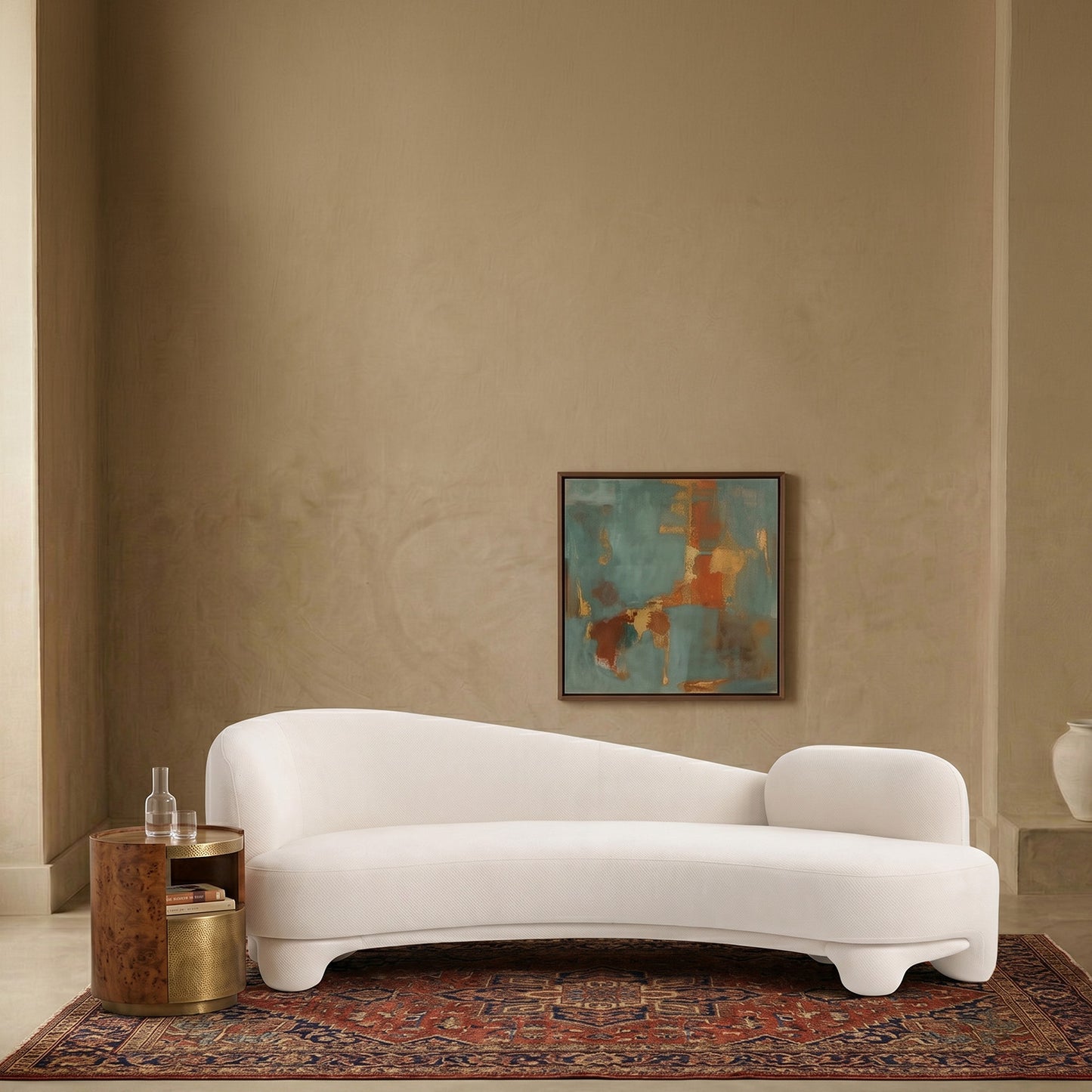 Havryn Platform Ivory 4 - Seater Boucle Sofa