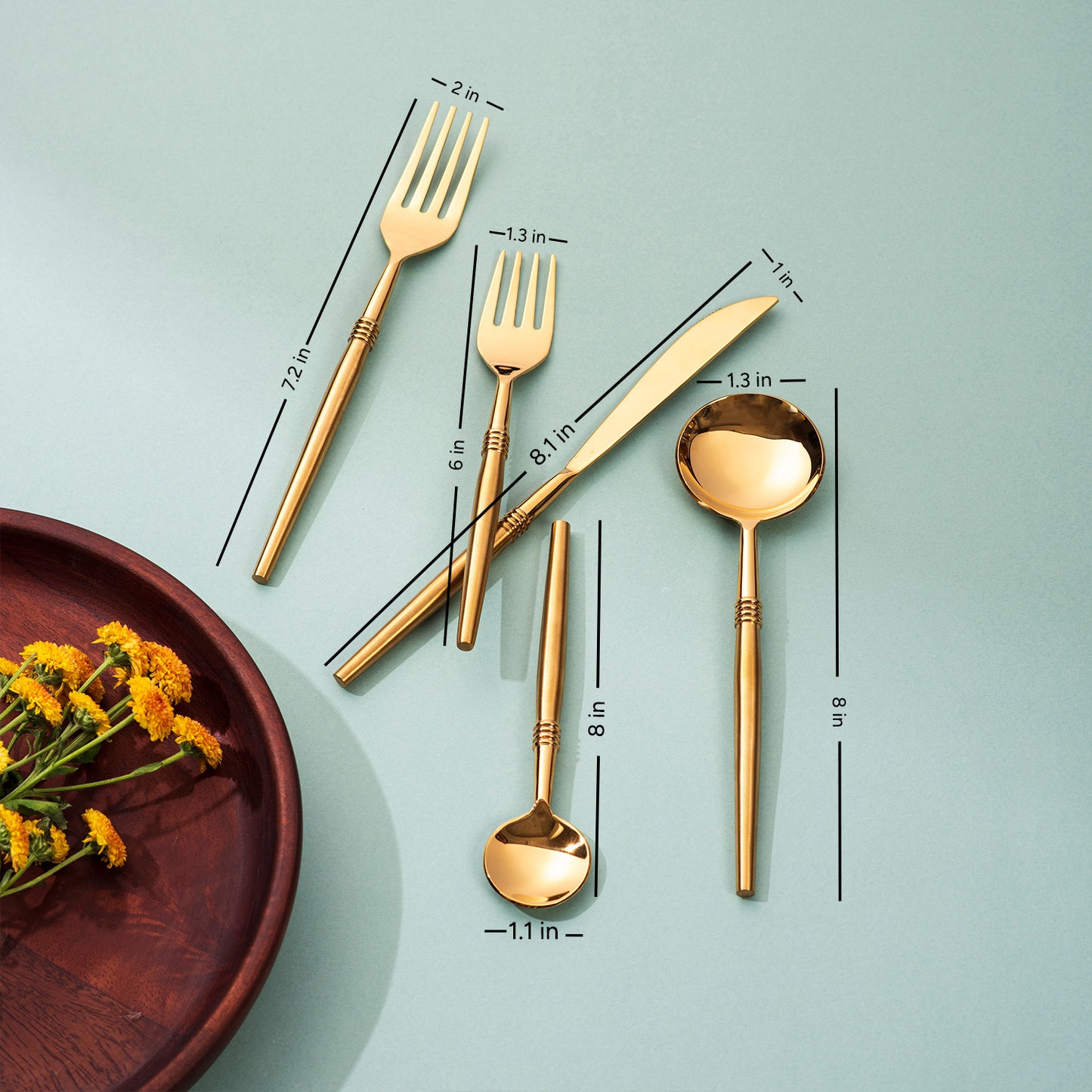Ringed Elegance: Set of 5 Cutlery with Stylish Handles