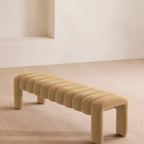 Willis Bench Velvet Velvet Camel