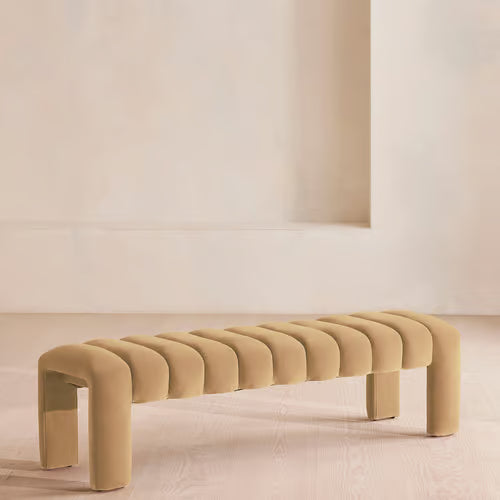Willis Bench Velvet Velvet Camel