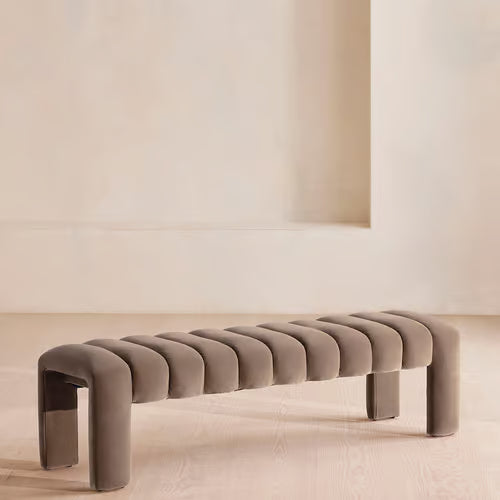 Willis Bench Velvet Velvet Taupe