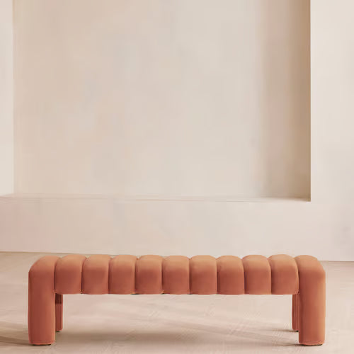 Willis Bench Velvet Velvet Antique Rose
