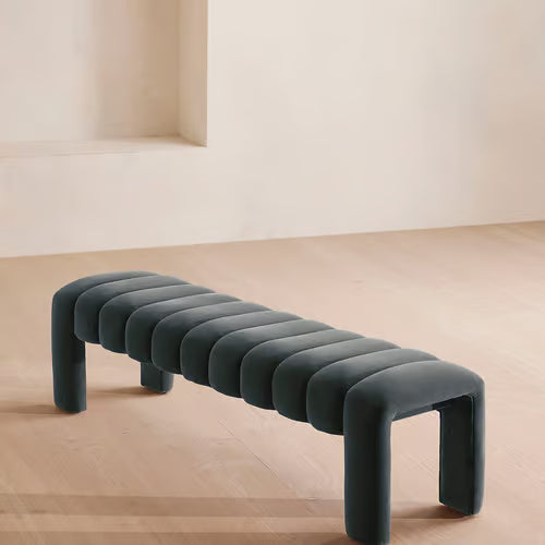 Willis Bench Velvet Velvet Grey Blue