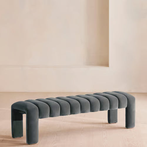 Willis Bench Velvet Velvet Grey Blue