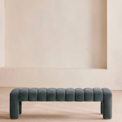 Willis Bench Velvet Velvet Grey Blue