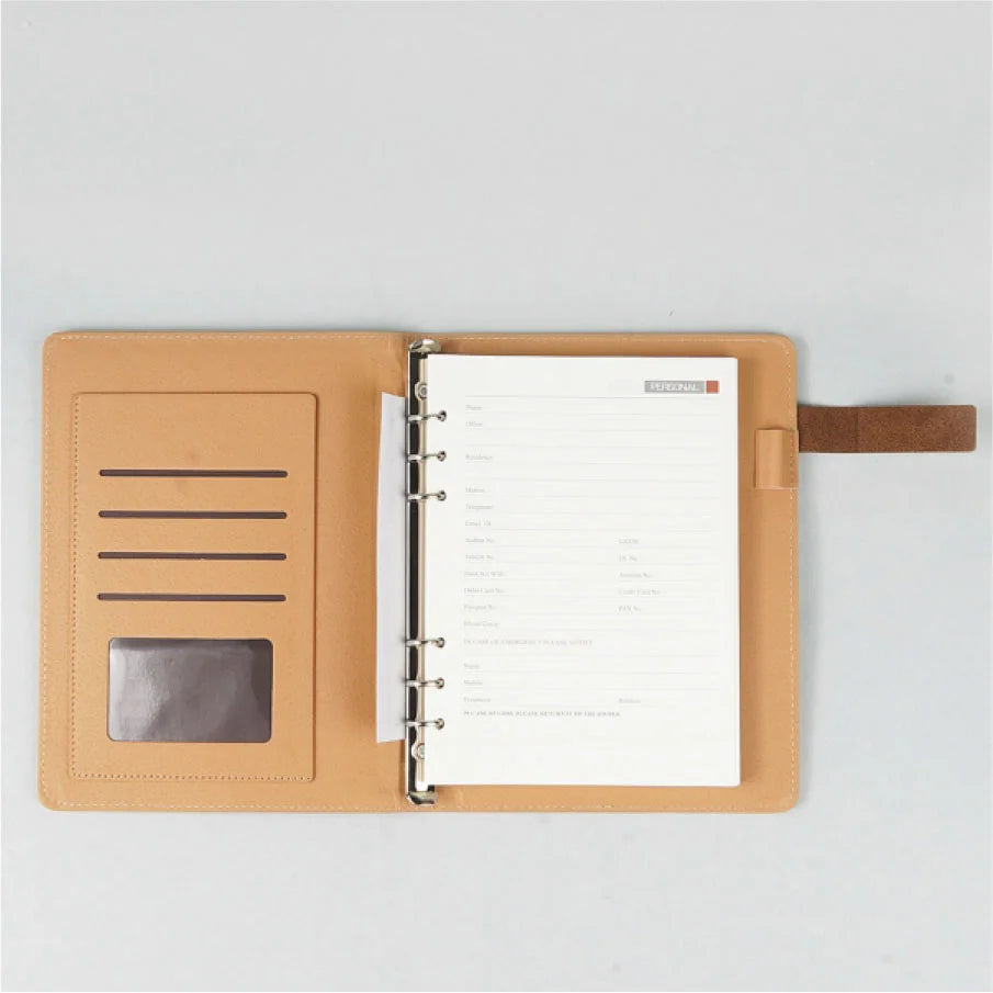 Dual-Tone Leatherite Cover Notebook with Front Pocket and Magnetic Closure
