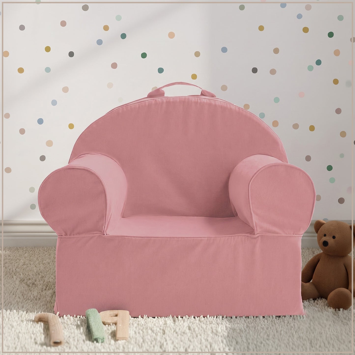 Blush Pink Snuggle Cotton Kids Lounge Chair | Nestroots