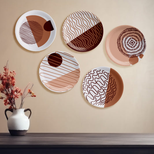 Fluid Forms in Sand Tones Wall Plates Set of 5