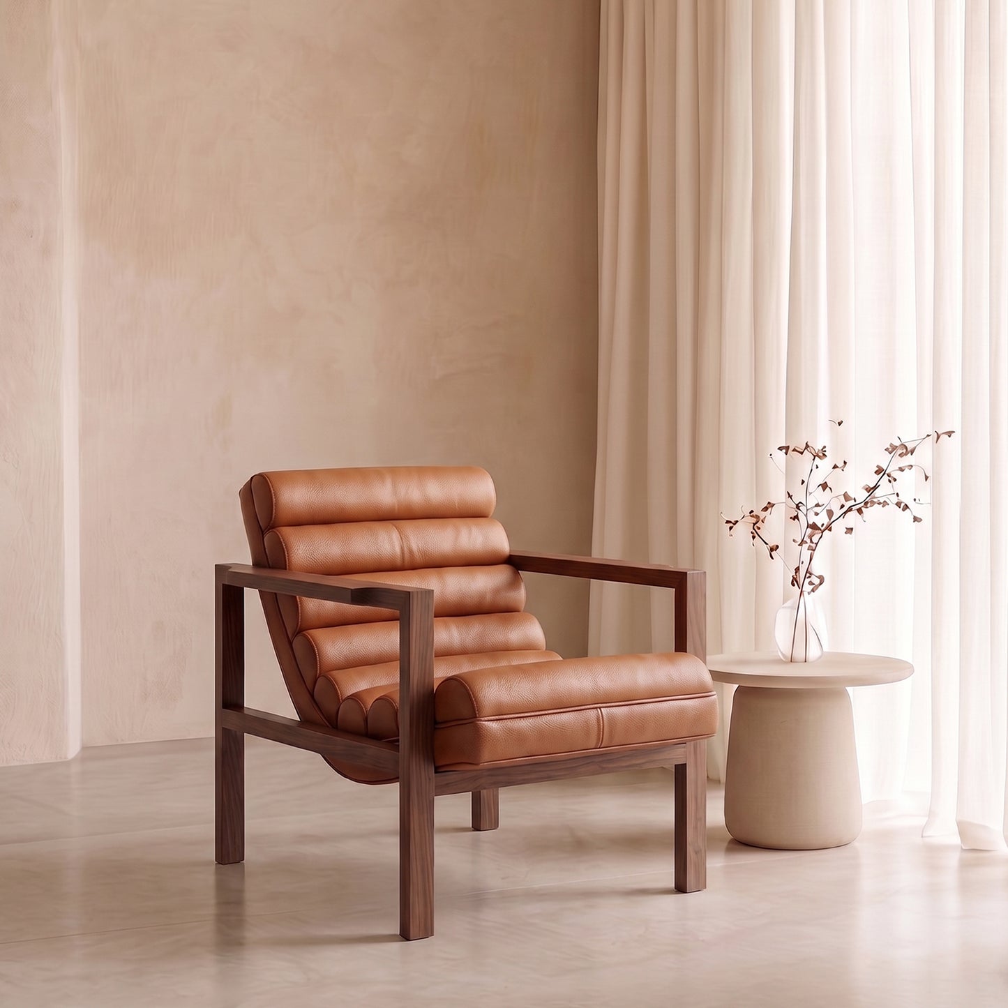 Raevello Strap Tan Brown Letherette Lounge Chair