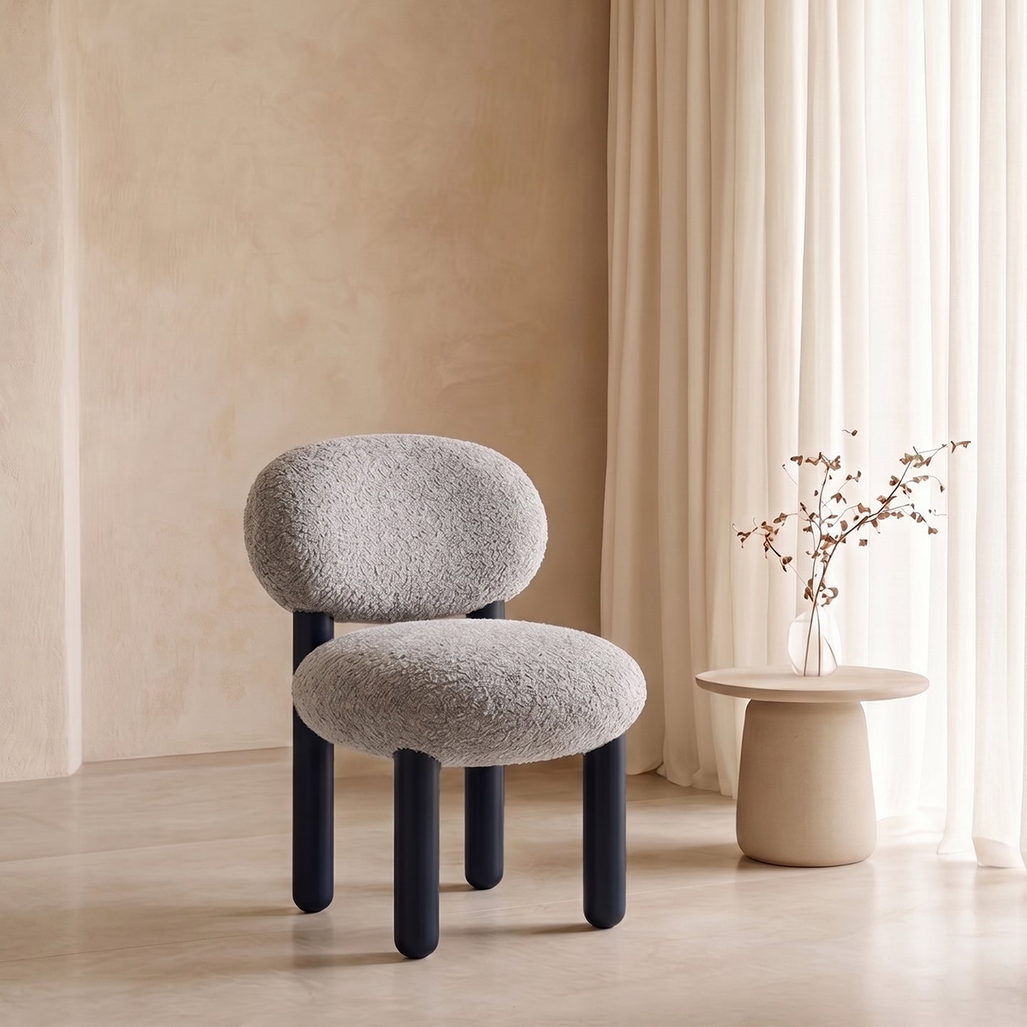 Boevian Bubble Beige Boucle Lounge Chair