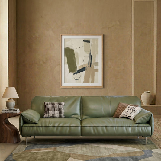 Valerio Leatherette 3 Seater Sofa in Olive Green Colour