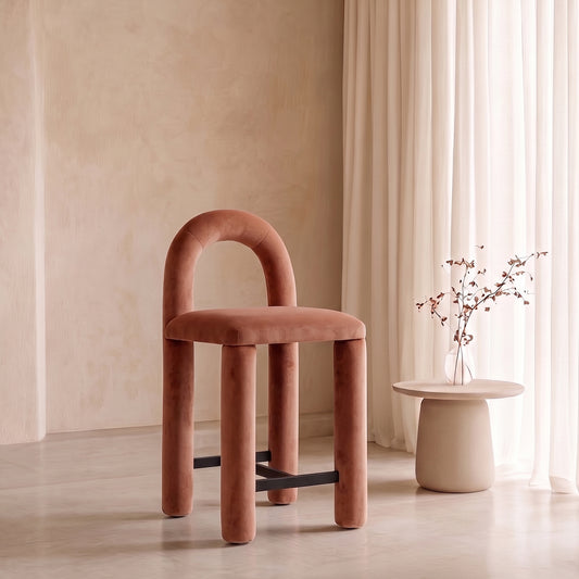 Arevex Arch Back Soft Clay Bar Velvet Stool