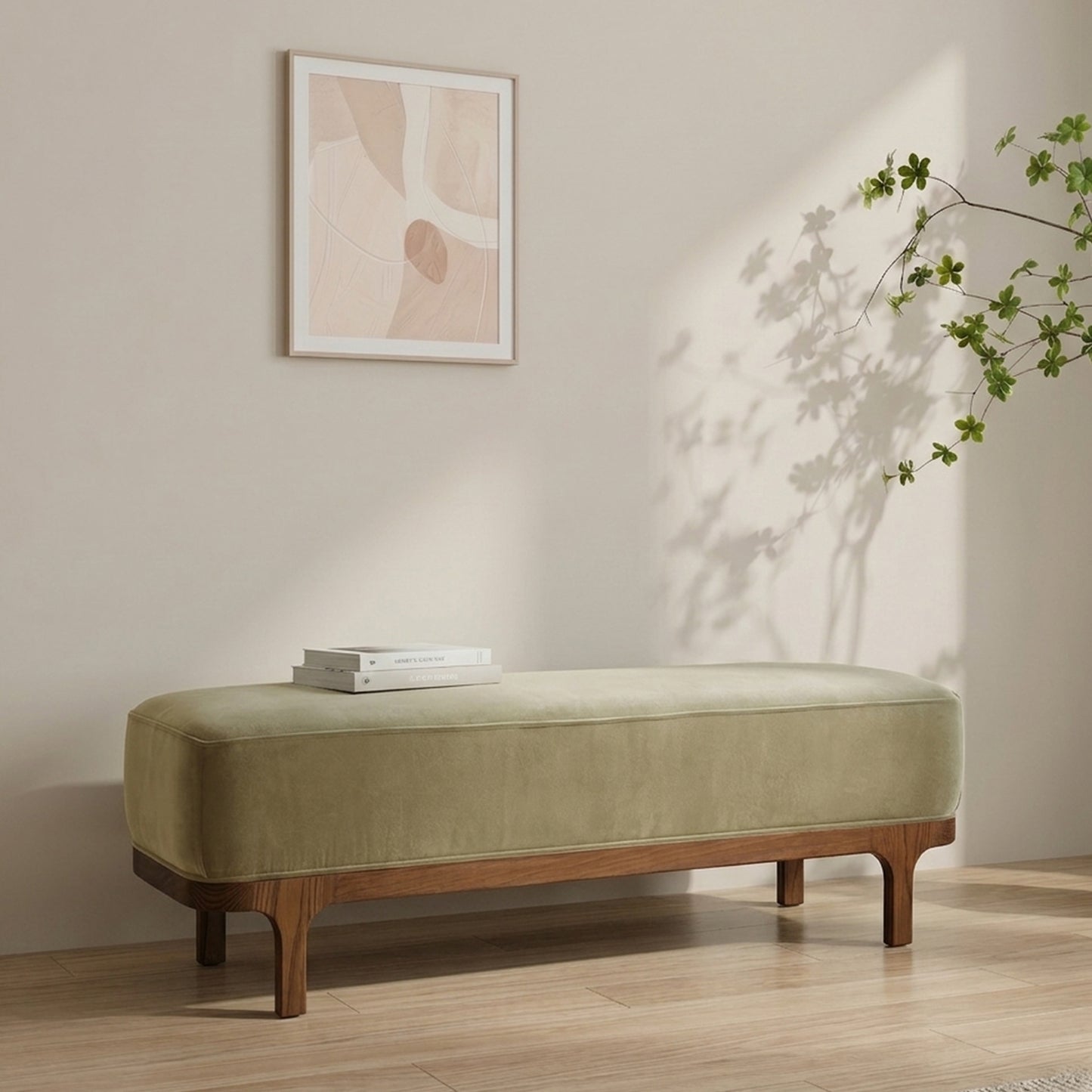 Eldora Slimline Green Velvet Bench