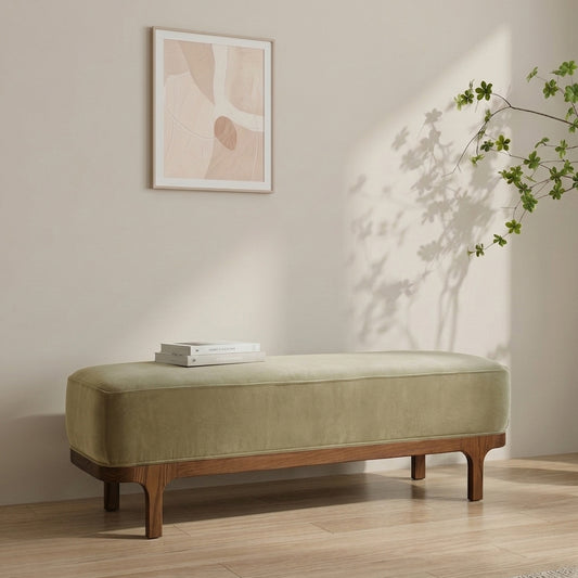 Eldora Slimline Green Velvet Bench