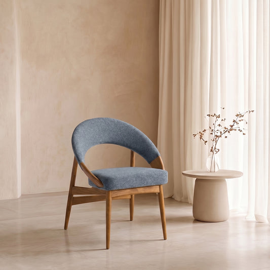 Kaevion Arc Back Teal Blue Velvet Dining Chair