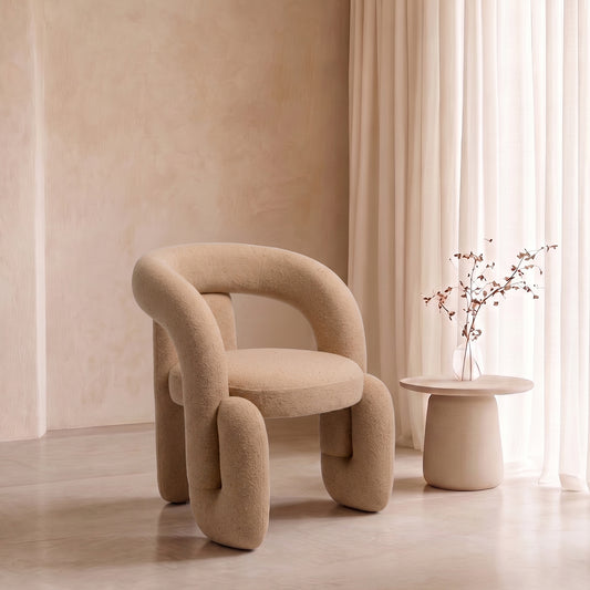 Orevyn Sculpt Loop Sand Beige Linen Lounge Chair