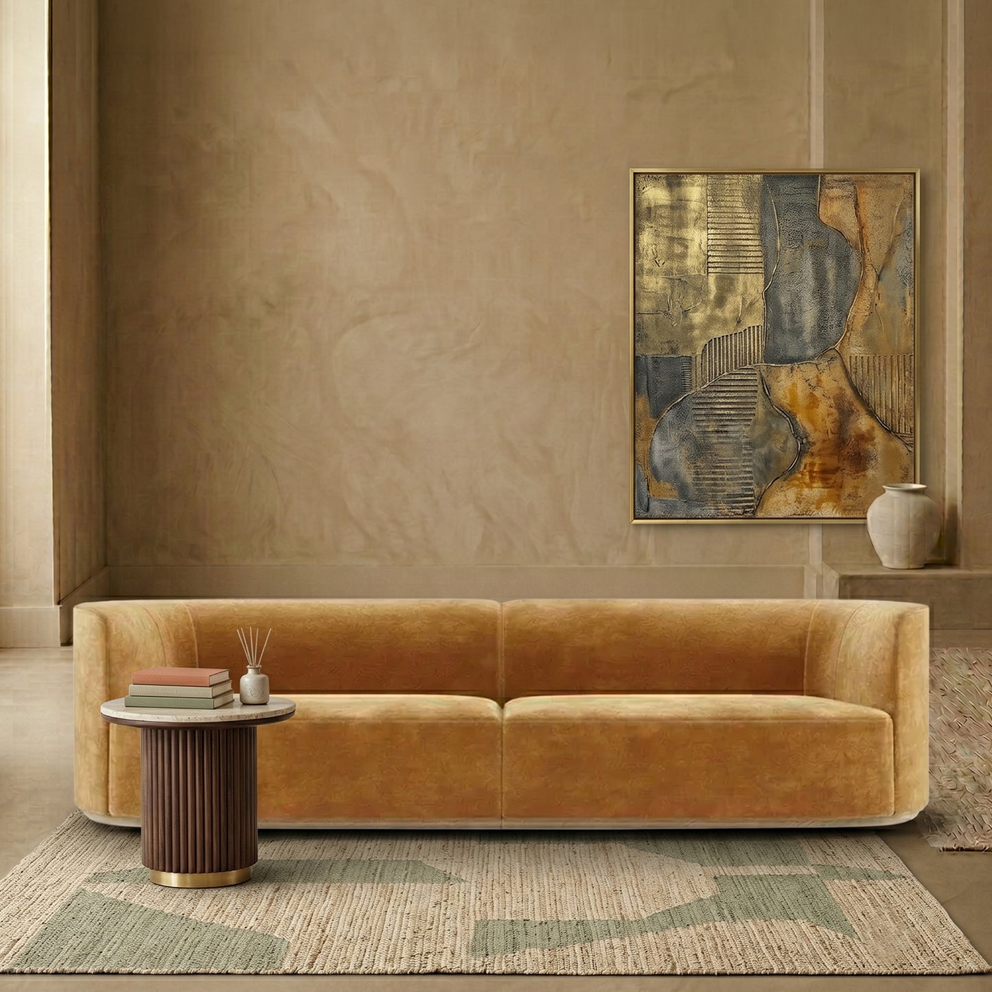 Navora Modular Navy Blue 3 - Seater Velvet Sofa