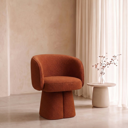 Veelric Sculpted Burnt Sienna Boucle Lounge Chair