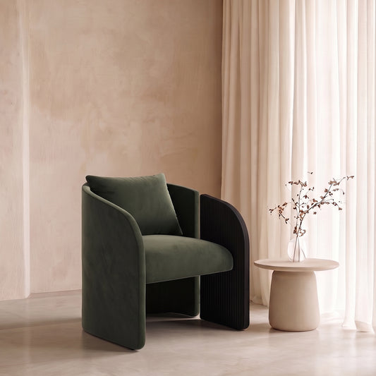 Arevella Sculpted Green Velvet Lounge Chair