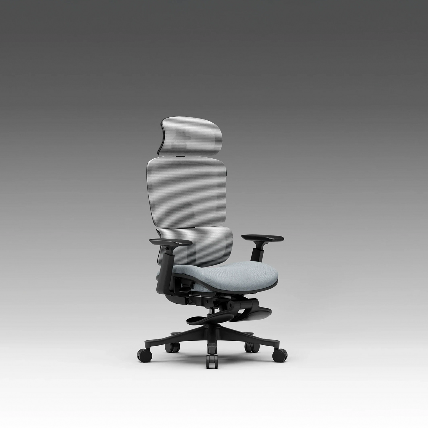 CrimsonMesh Lakestone Gray Office Chair with Footrest