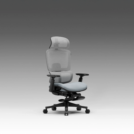 CrimsonMesh Lakestone Gray Office Chair with Footrest