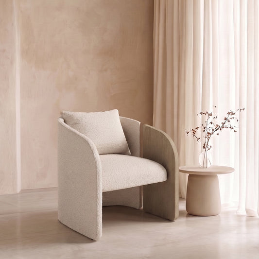Arevella Sculpted Cream Boucle Lounge Chair