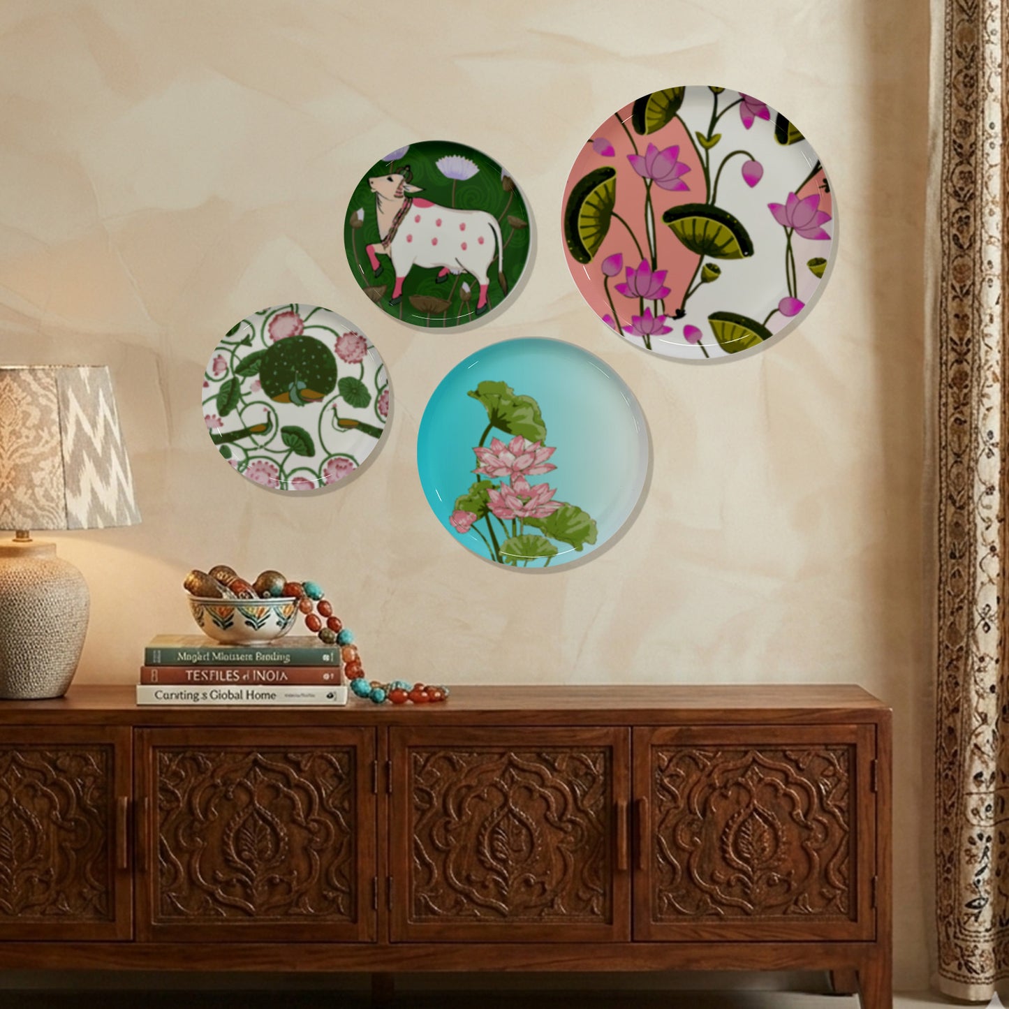 Flamingo Garden Metallic Wall Plate Set of 4