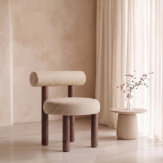 Eleto Minimal Natural Beige Velvet Dining Chair