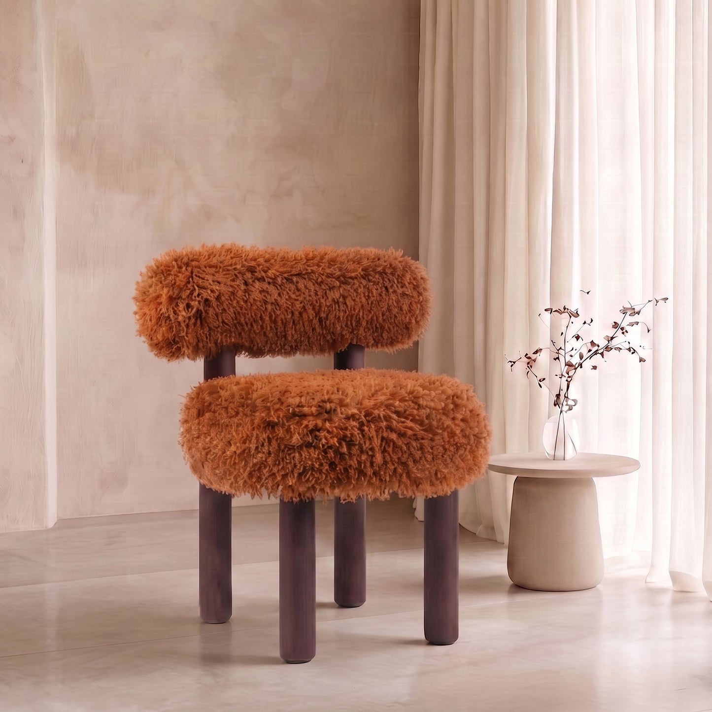 Fleuffin Cozy Burnt Orange Faux Fur Lounge Chair