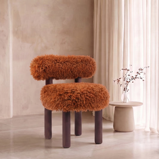 Fleuffin Cozy Burnt Orange Faux Fur Lounge Chair
