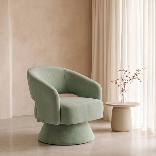 Zoervyn Swivel Green Velvet Lounge Chair