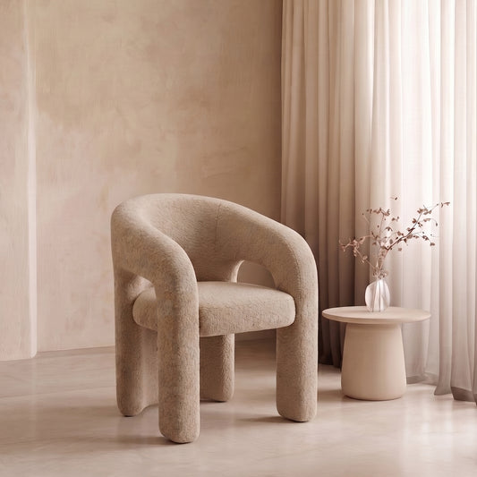 Orevella Loop Frame Sand Beige Velvet Lounge Chair