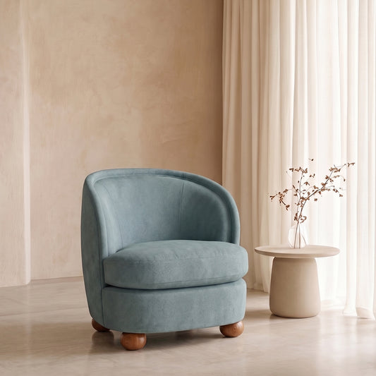 Orevella Classic Barrel Olive Green Velvet Lounge Chair