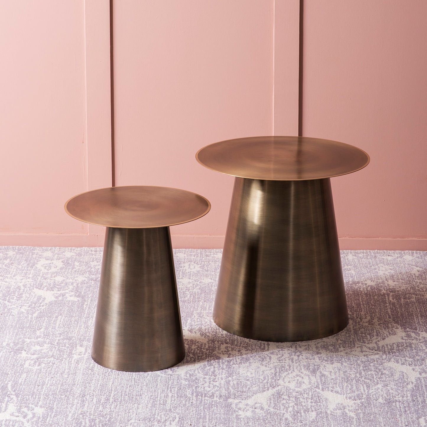 Gilded Grandeur: Geometric Gold Accent Side Table Set