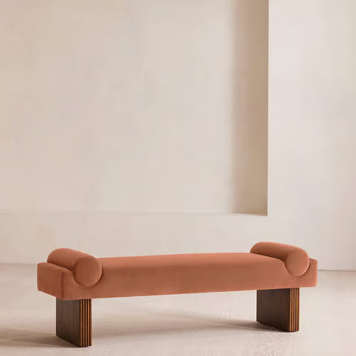 Esther Bench Velvet Velvet Antique Rose