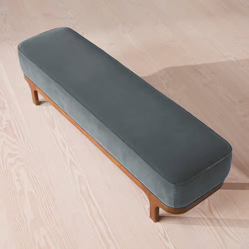 Belsa Bench Velvet Grey Blue