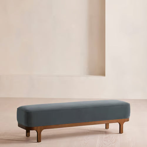 Belsa Bench Velvet Grey Blue