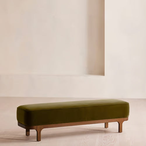 Belsa Bench Velvet Olive