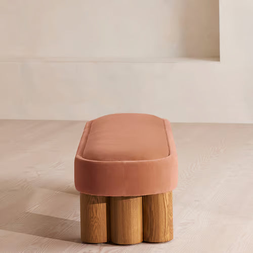 Nieve Bench Velvet Antique Rose