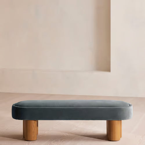 Nieve Bench Velvet Grey Blue