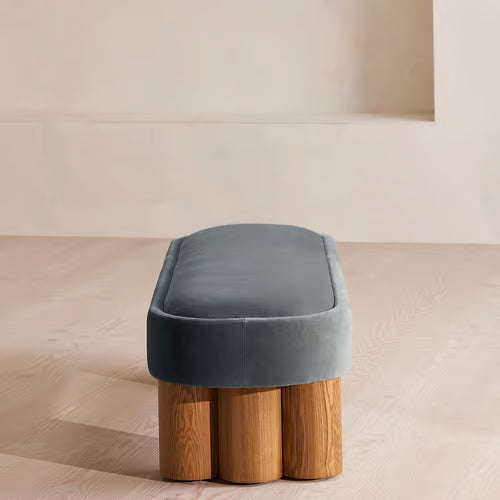 Nieve Bench Velvet Grey Blue