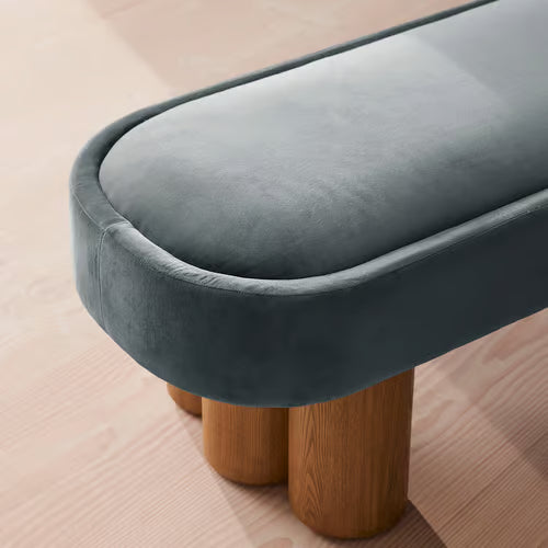 Nieve Bench Velvet Grey Blue