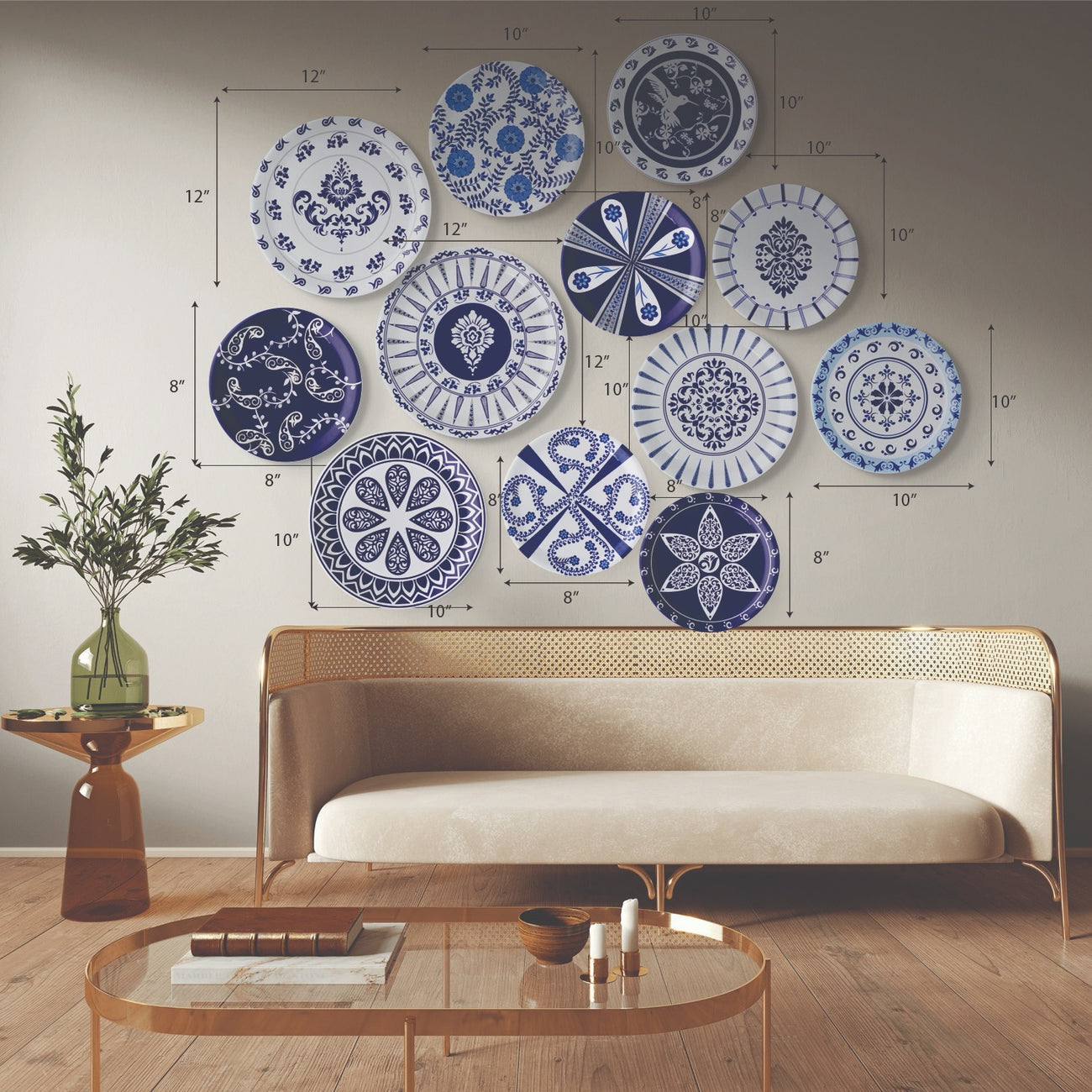 Elegant Blue Pottery cluster for Every Space Wall Plates Set of 12