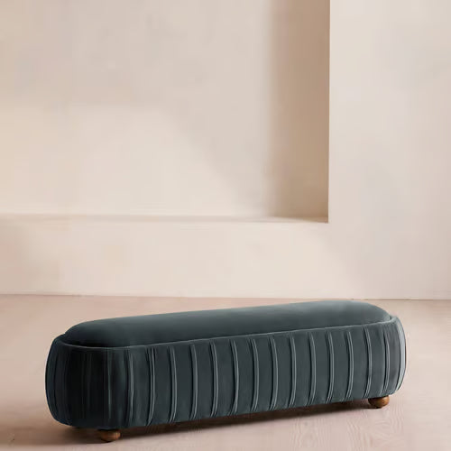 Vivienne Bench Velvet Grey Blue