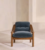 Aveeron Wood Frame Slate Blue Velvet Suede Lounge Chair