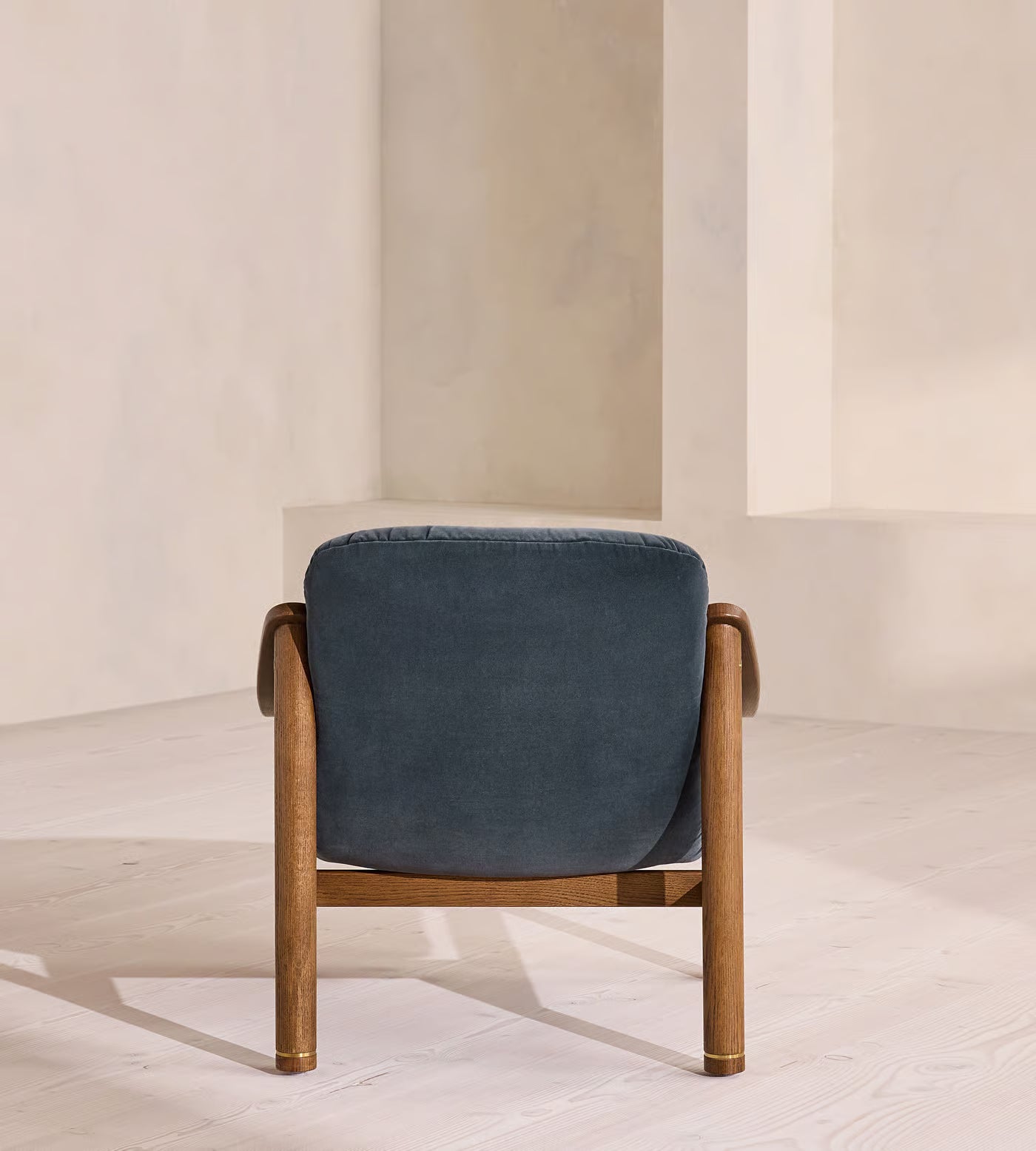 Aveeron Wood Frame Slate Blue Velvet Suede Lounge Chair
