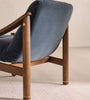 Aveeron Wood Frame Slate Blue Velvet Suede Lounge Chair