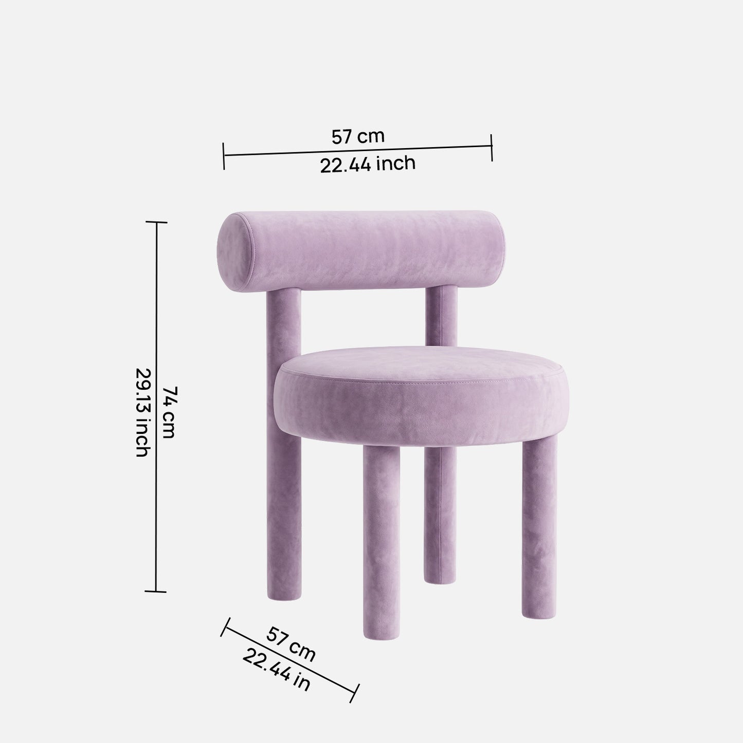 Elevara Cylinder Back Blush Pink Cotton Boucle Dining Chair